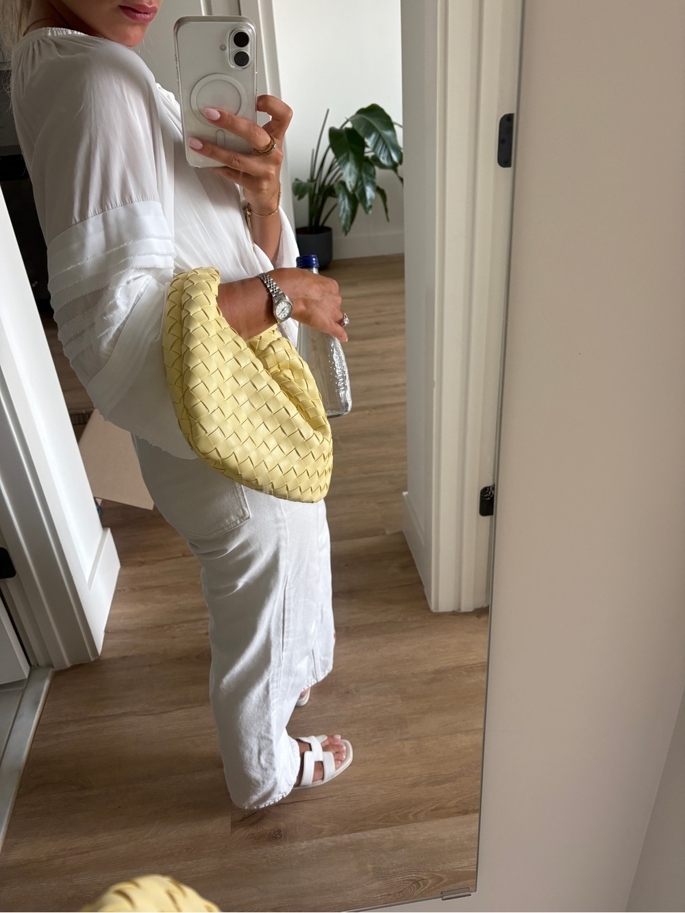 Marshalls Woven Shoulder Bag in Soft Yellow